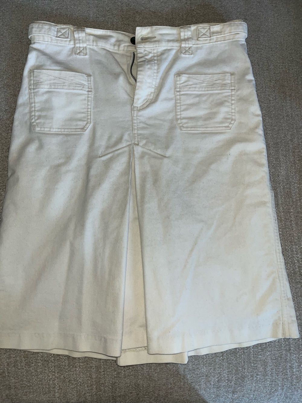 Ralph Lauren Off-White Midi Skirt with Front Pleat